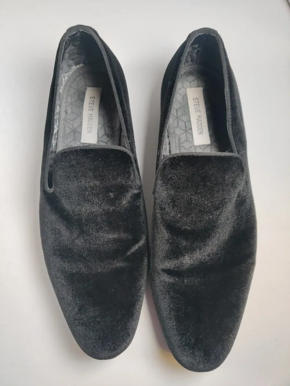 Steve Madden Men's Velvet Loafers Size 9.5 Black Slip-On